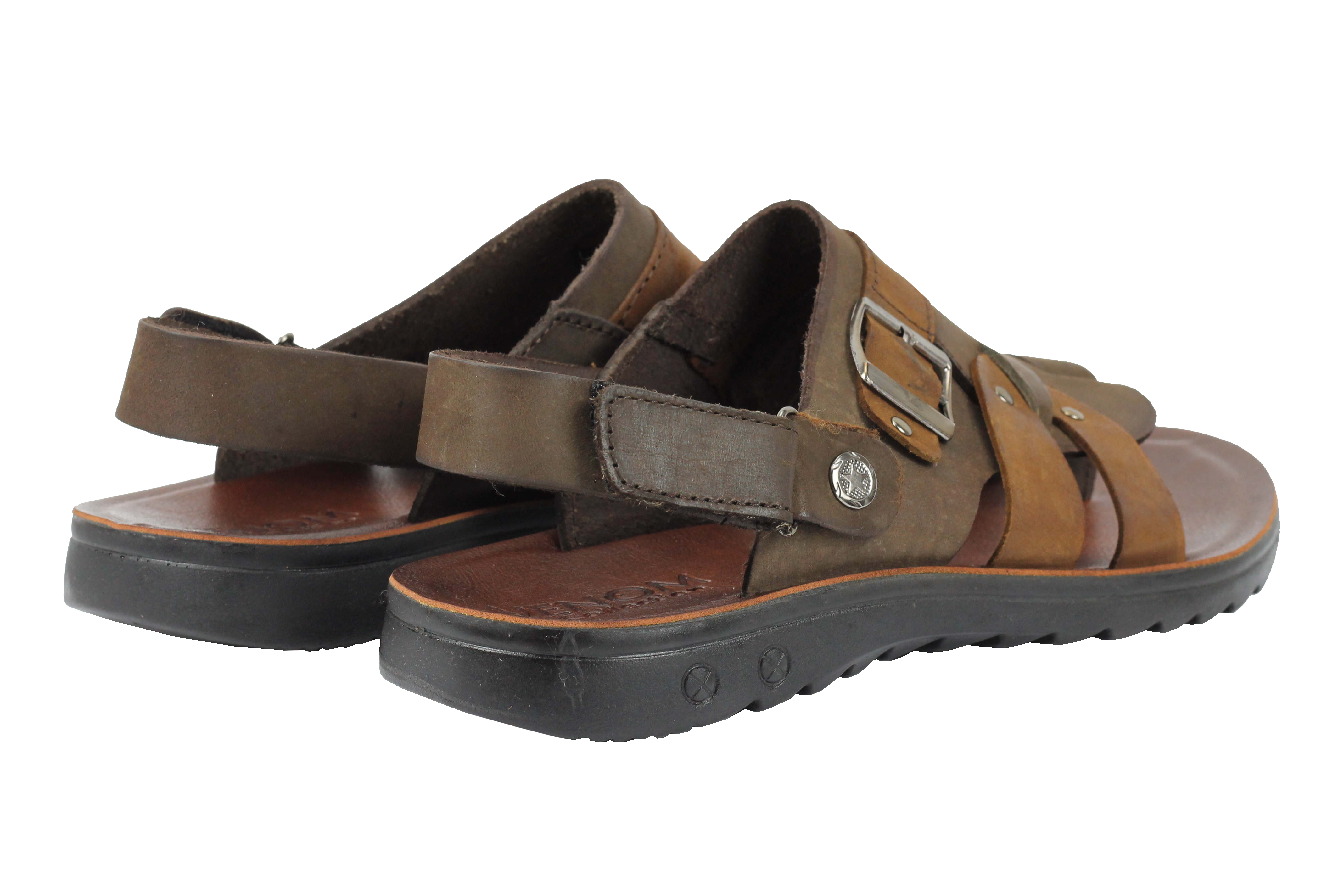 Mens Real Leather Sandals Coffee Brown Slip On Summer Beach Strapped